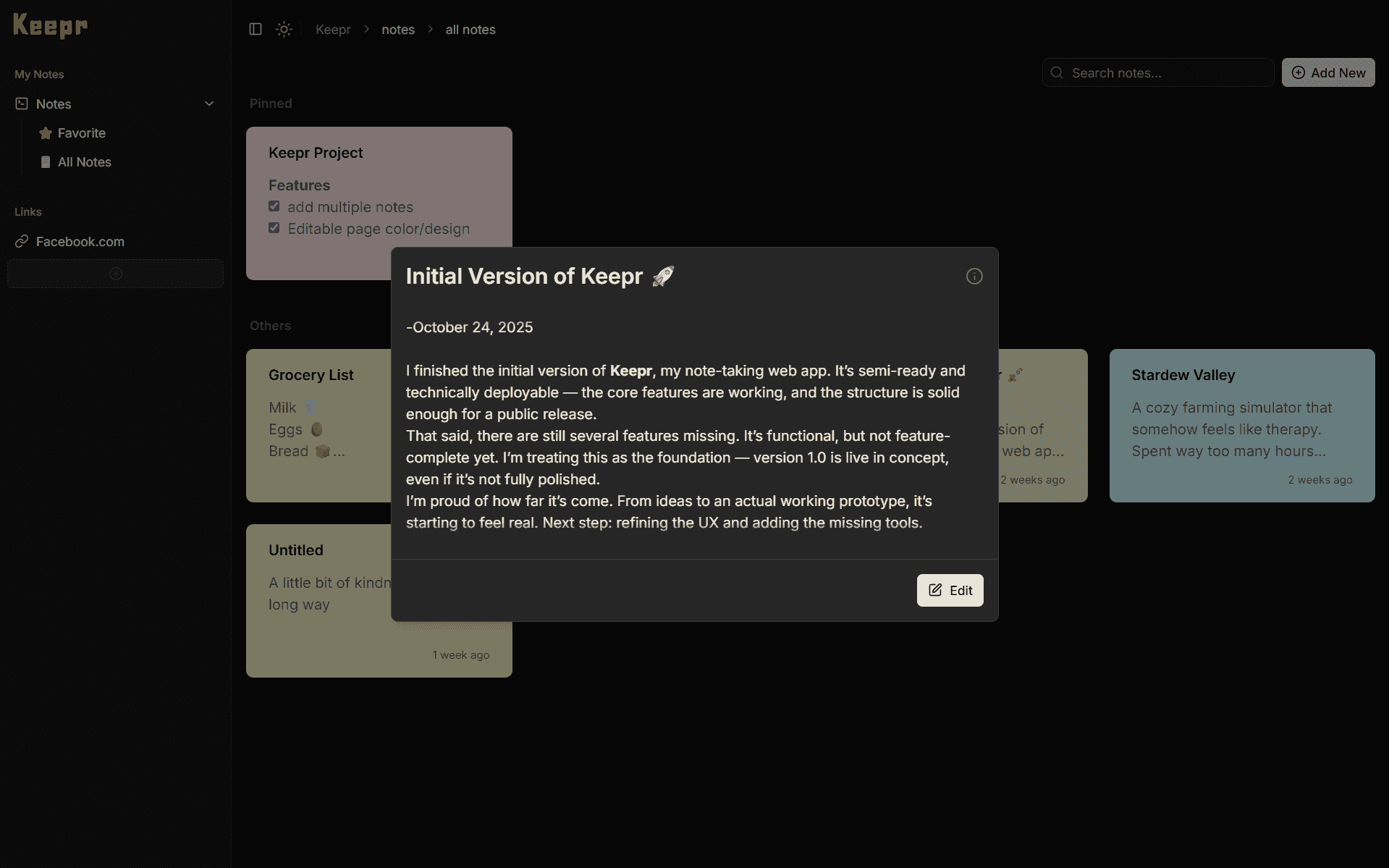 Keepr screenshot 2